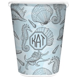 Sea-blue Seashells Waste Basket - Single Sided (White) (Personalized)