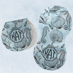 Sea-blue Seashells Burp Pads - Velour - Set of 2 w/ Monogram