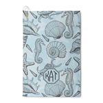 Sea-blue Seashells Waffle Weave Golf Towel (Personalized)