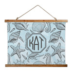 Sea-blue Seashells Wall Hanging Tapestry - Wide (Personalized)