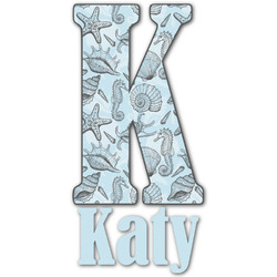 Sea-blue Seashells Name & Initial Decal - Up to 18"x18" (Personalized)
