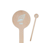 Sea-blue Seashells 6" Round Wooden Stir Sticks - Double Sided (Personalized)