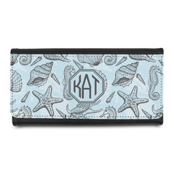 Sea-blue Seashells Leatherette Ladies Wallet (Personalized)