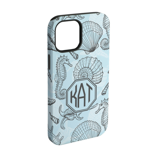 Custom Sea-blue Seashells iPhone Case - Rubber Lined - iPhone 15 Pro (Personalized)