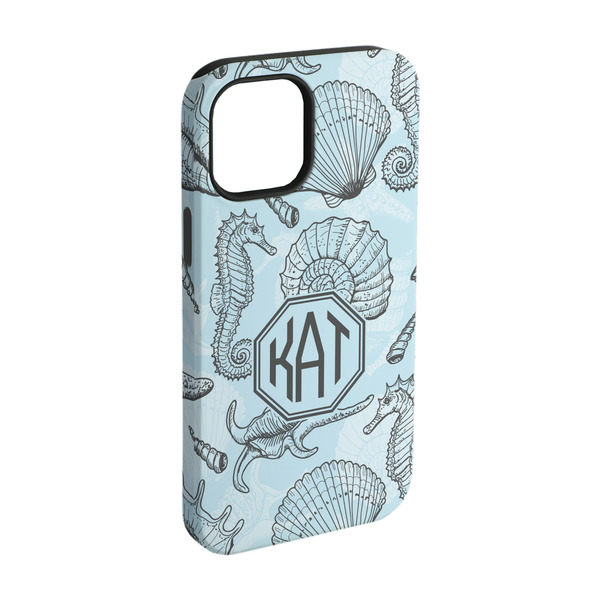 Custom Sea-blue Seashells iPhone Case - Rubber Lined - iPhone 15 (Personalized)