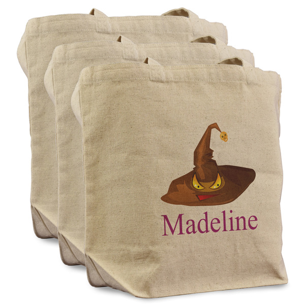 Custom Halloween Reusable Cotton Grocery Bags - Set of 3 (Personalized)