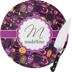 Halloween Round Glass Cutting Board - Small (Personalized)