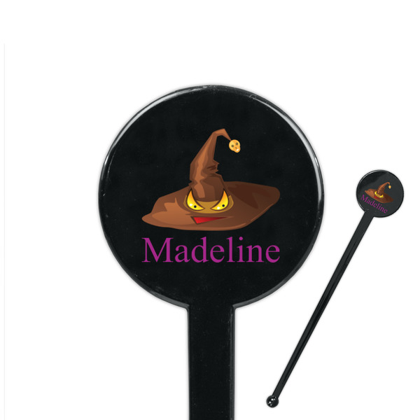 Custom Halloween 7" Round Plastic Stir Sticks - Black - Single Sided (Personalized)