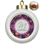 Halloween Ceramic Ball Ornaments - Poinsettia Garland (Personalized)