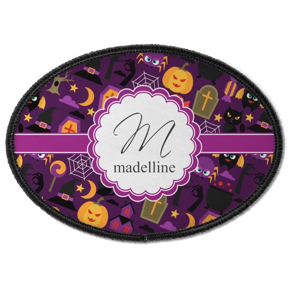 Custom Halloween Iron On Oval Patch w/ Name and Initial