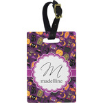 Halloween Plastic Luggage Tag - Rectangular w/ Name and Initial