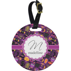 Halloween Plastic Luggage Tag - Round (Personalized)