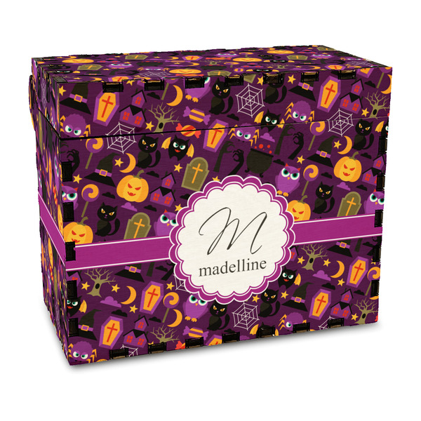 Custom Halloween Wood Recipe Box - Full Color Print (Personalized)