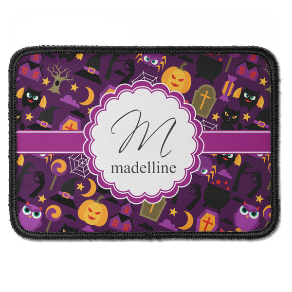 Custom Halloween Iron On Rectangle Patch w/ Name and Initial