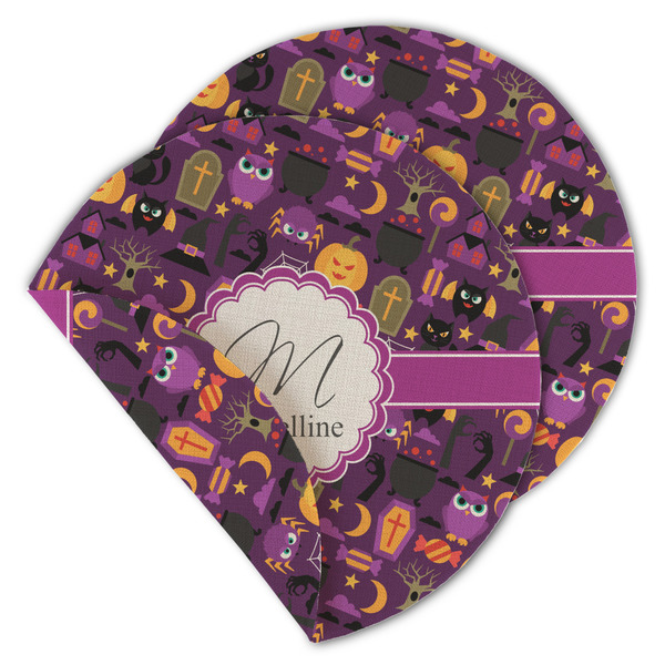 Custom Halloween Round Linen Placemat - Double Sided (Personalized)