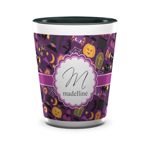 Custom Halloween Ceramic Shot Glass - 1.5 oz - Two Tone - Single (Personalized)