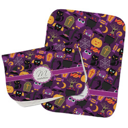 Halloween Burp Cloths - Fleece - Set of 2 w/ Name and Initial