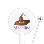 Halloween 5.5" Round Plastic Stir Sticks - White - Single Sided (Personalized)