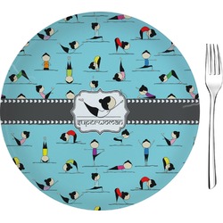 Yoga Poses 8" Glass Appetizer / Dessert Plates - Single or Set (Personalized)