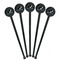 Yoga Poses Black Plastic 7" Stir Stick - Round - Fan View