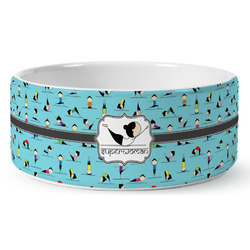 Yoga Poses Ceramic Dog Bowl - Medium (Personalized)