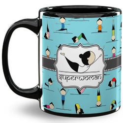 Yoga Poses 11 Oz Coffee Mug - Black (Personalized)