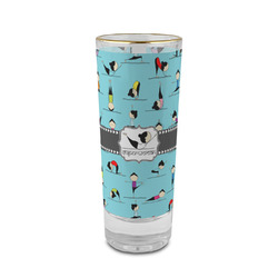 Yoga Poses 2 oz Shot Glass -  Glass with Gold Rim - Single (Personalized)