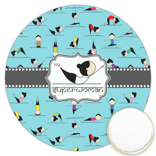 Custom Yoga Poses Printed Cookie Topper - 3.25" (Personalized)