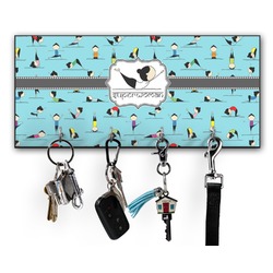 Yoga Poses Key Hanger w/ 4 Hooks w/ Graphics and Text