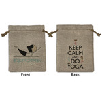 Yoga Poses Medium Burlap Gift Bag - Front & Back (Personalized)