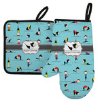 Yoga Poses Left Oven Mitt & Pot Holder Set w/ Name or Text