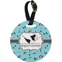 Yoga Poses Plastic Luggage Tag - Round (Personalized)