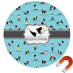 Yoga Poses Round Car Magnet - 6" (Personalized)