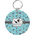 Yoga Poses Round Plastic Keychain (Personalized)