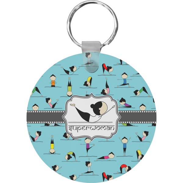 Custom Yoga Poses Round Plastic Keychain (Personalized)