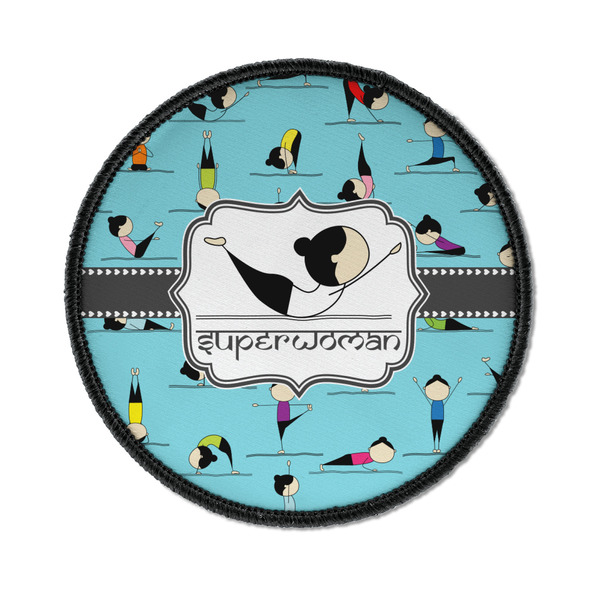 Custom Yoga Poses Iron On Round Patch w/ Name or Text