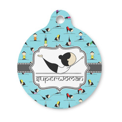Yoga Poses Round Pet ID Tag - Small (Personalized)