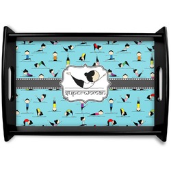 Yoga Poses Black Wooden Tray - Small (Personalized)