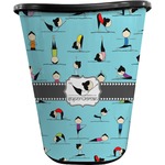 Yoga Poses Waste Basket - Single Sided (Black) (Personalized)