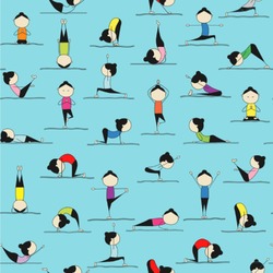 Yoga Poses Wallpaper & Surface Covering (Water Activated 24"x 24" Sample)