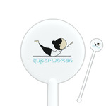 Yoga Poses 5.5" Round Plastic Stir Sticks - White - Double Sided (Personalized)