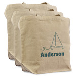 Rope Sail Boats Reusable Cotton Grocery Bags - Set of 3 (Personalized)