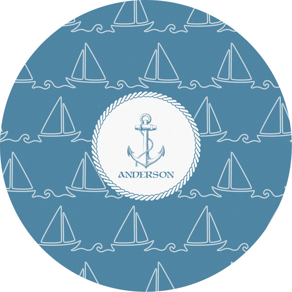 Custom Rope Sail Boats Multipurpose Round Labels - 5" (Personalized)