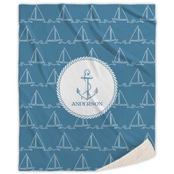 Rope Sail Boats Sherpa Throw Blanket - 60"x80" (Personalized)