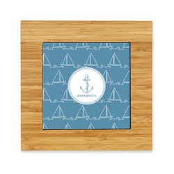 Rope Sail Boats Bamboo Trivet with Ceramic Tile Insert (Personalized)