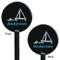 Rope Sail Boats Black Plastic 5.5" Stir Stick - Double Sided - Round - Front & Back