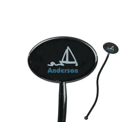 Rope Sail Boats 7" Oval Plastic Stir Sticks - Black - Double Sided (Personalized)
