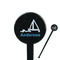 Rope Sail Boats Black Plastic 7" Stir Stick - Round - Closeup