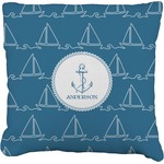 Rope Sail Boats Faux-Linen Throw Pillow 20" (Personalized)