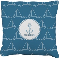 Rope Sail Boats Faux-Linen Throw Pillow 20" (Personalized)